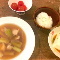 Snapdishの料理写真:鶏肉と焦がし長ネギのスープ|市川美奈子さん