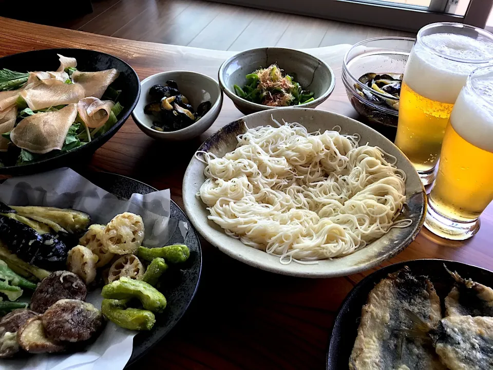 2018.7.22 素麺&天ぷらランチ🍻🍻🍻|ゆみずさん