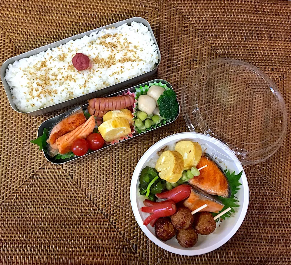 #高校生男子弁当  #父ちゃん弁当  #のっけ弁当  #鮭弁 #捨てられる容器🍱|よちこさん