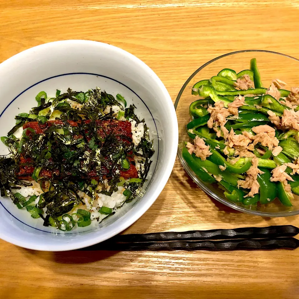 鰻次郎丼 と 味ぽん無限ピーマン😊|Jean Nobyさん