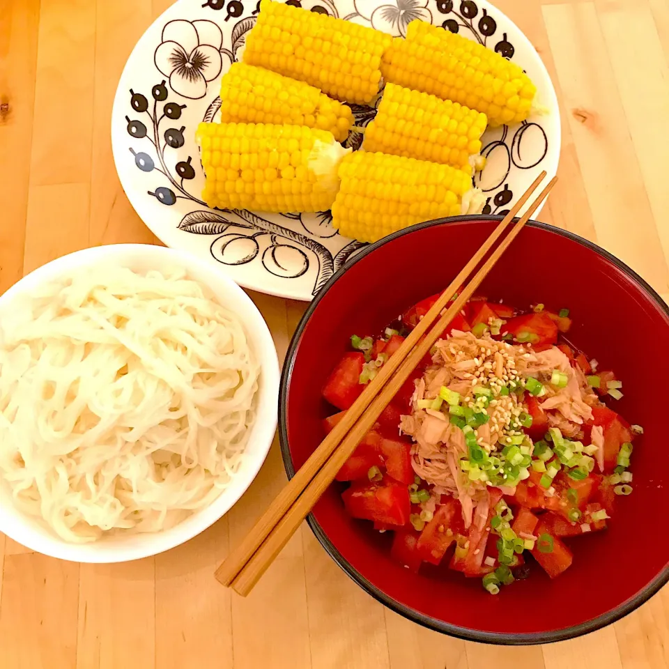 Snapdishの料理写真:大盛り！ツナトマトそうめん|きょうさん