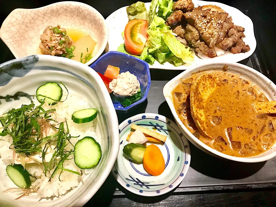 冷や汁と豚炭火焼き定食|yさん