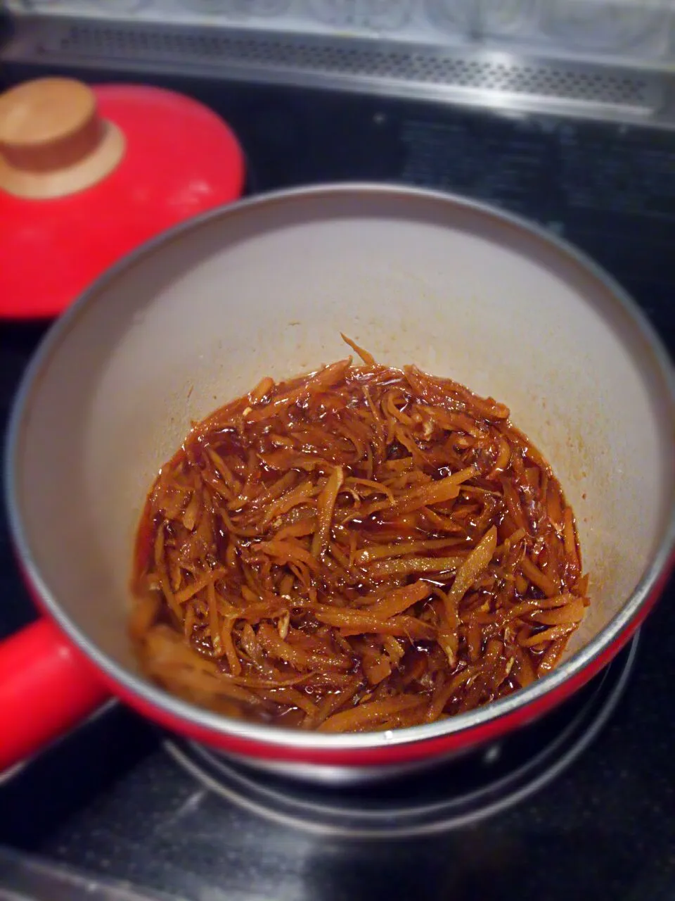 生姜の佃煮作成中|みるくここあさん