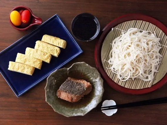 小豆島素麺、鯛煮付け、だし巻き卵の夕食|マユマユさん