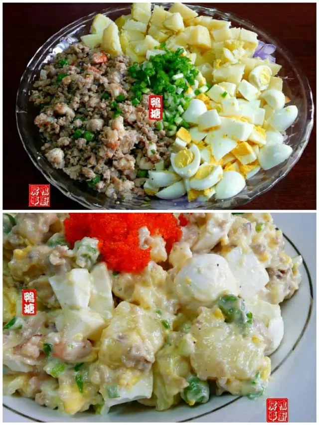 potato salad with sausage stuffing and shrimp|steven z.y.さん