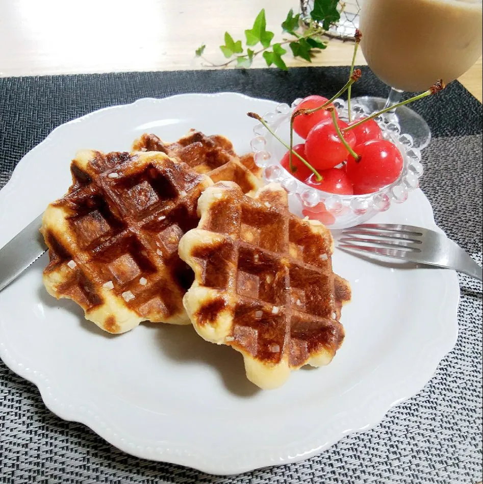 甘酒入りベルギーワッフルで朝食(*´∇｀*)|sakurakoさん