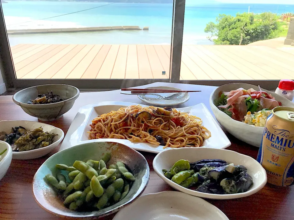 2018.7.29 台風🌀一過の海眺望ランチ🍻🍻🍻|ゆみずさん