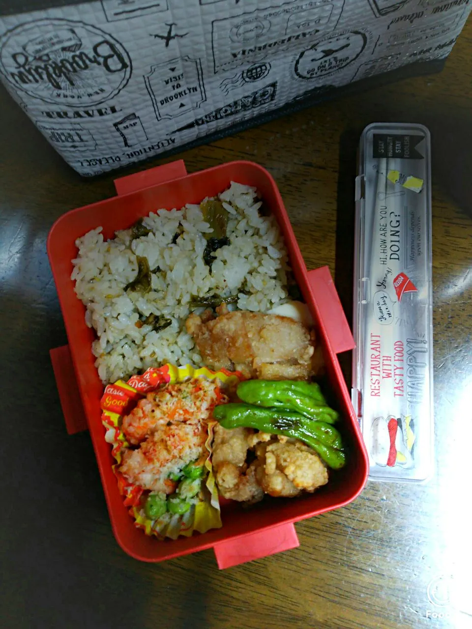 娘弁当🍱
   高菜炒飯
   海老マヨパン粉焼き😃|miimiさん