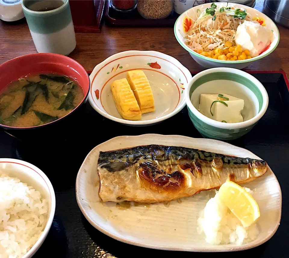 焼き鯖定食+コールスローサラダ
#街かど屋|mottoさん