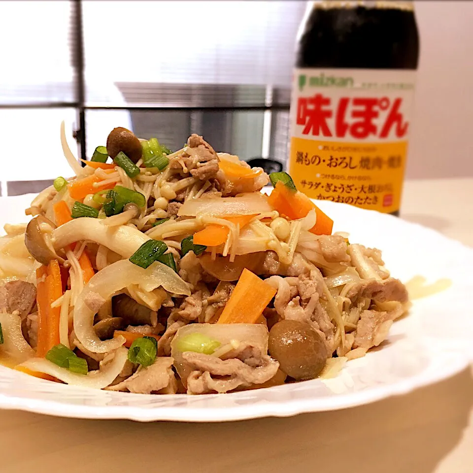 豚肉とキノコの味ぽん炒め|はるさん