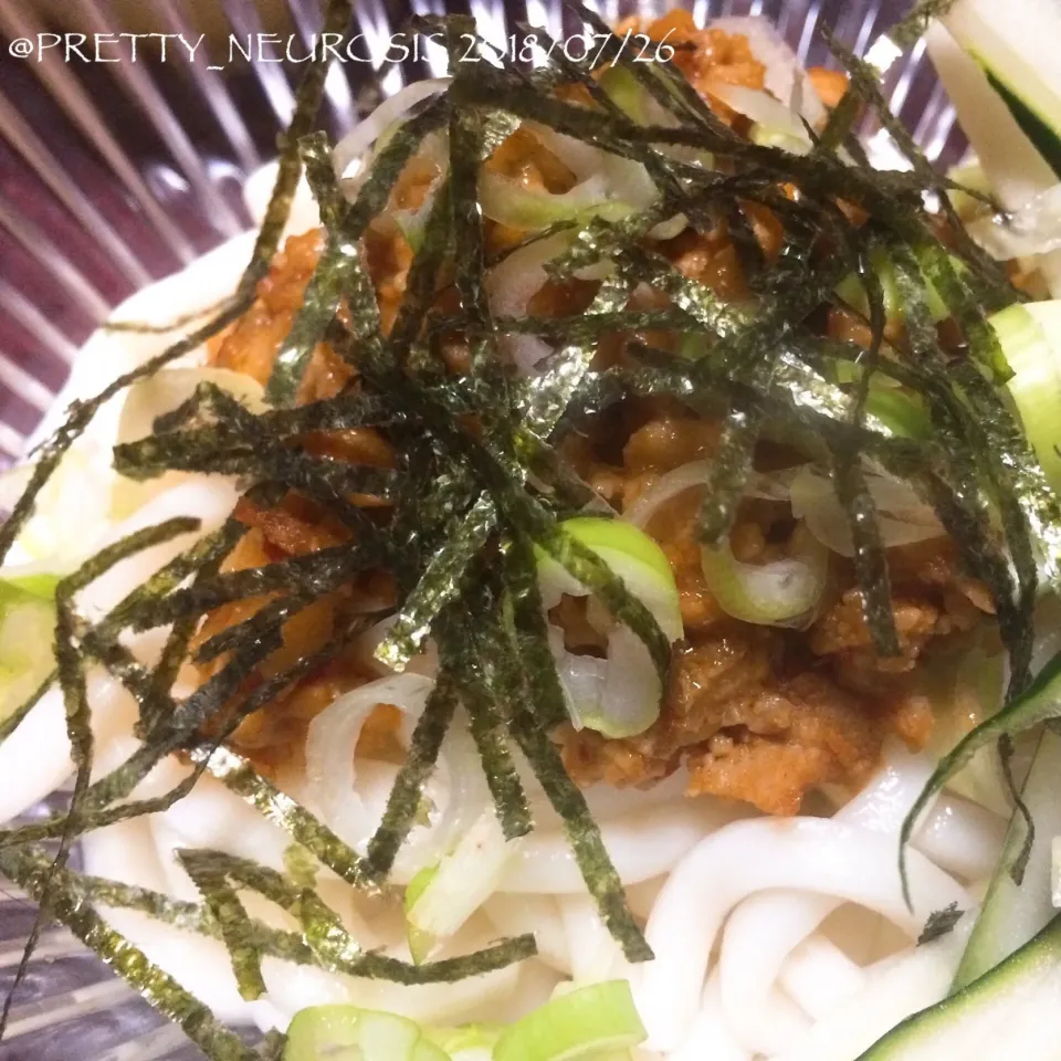 2018/07/26 晩御飯 冷し坦々うどん。|くろずきんさん