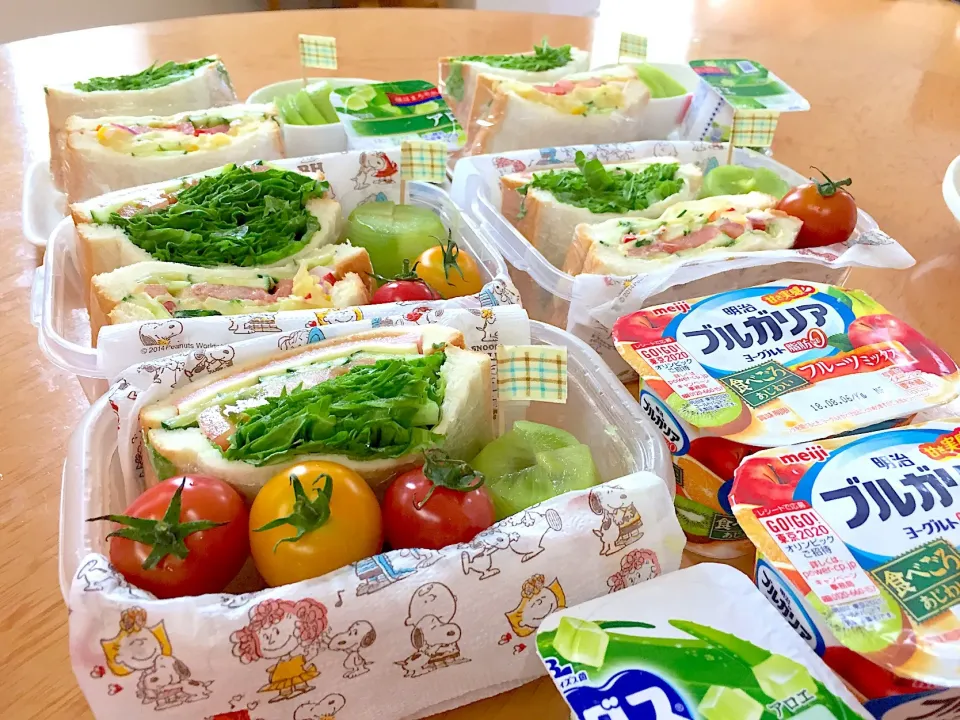 Snapdishの料理写真:家族お弁当🍱&お留守番ランチ🍴🥪|ふみぃさん