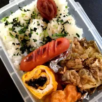 Snapdishの料理写真:旦那弁当
#キャベツのとろみ煮#昨晩の残り#ウインナー#朝食の残り#タッパー弁当|めかぶさん