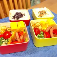 7月31日  娘と奥さん向けお弁当

パプリカとソーセージ炒め
ピーマンとツナのマヨサラダ
だし巻き卵
ちくわの甘辛炒め
ミニトマト|高橋陽一さん