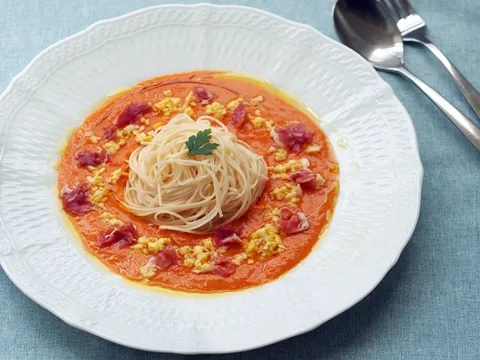 サルモレホ（トマトの冷たいスープ）のそうめん仕立て|ヤマサ醤油公式アカウントさん