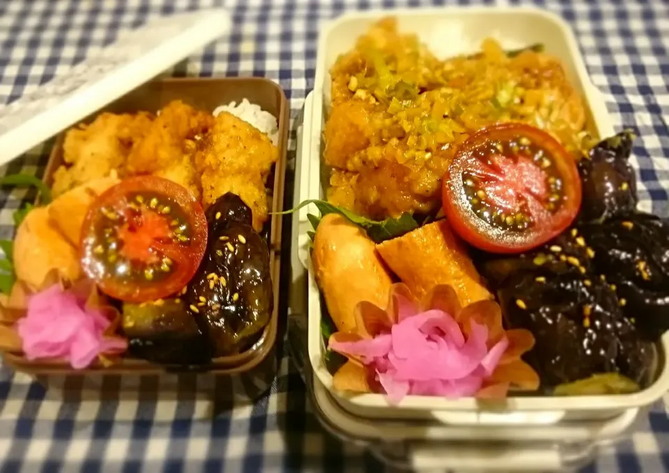 #我が家の働く男弁当
旦那油淋鶏弁当・息子唐揚げのっけ盛弁当🍱🍴|kimi=kimi🌼Kitchenさん