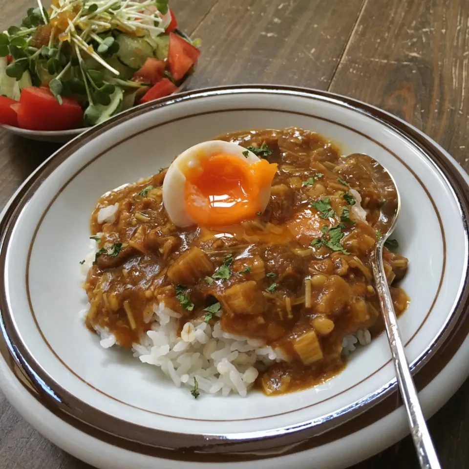 ほぼエノキカレー&もち麦で腸活カレー🍛|七海さん