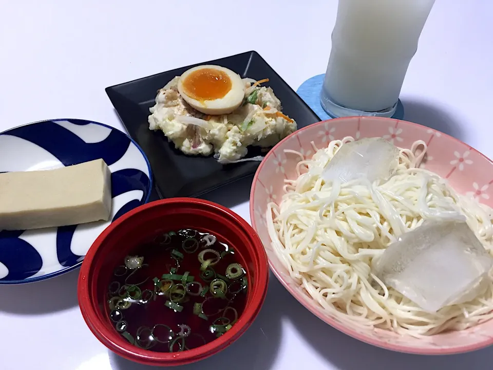 今宵は、素麺とか☆
#揖保乃糸
#和風オニスラポテト
#高野豆腐|Kojiさん