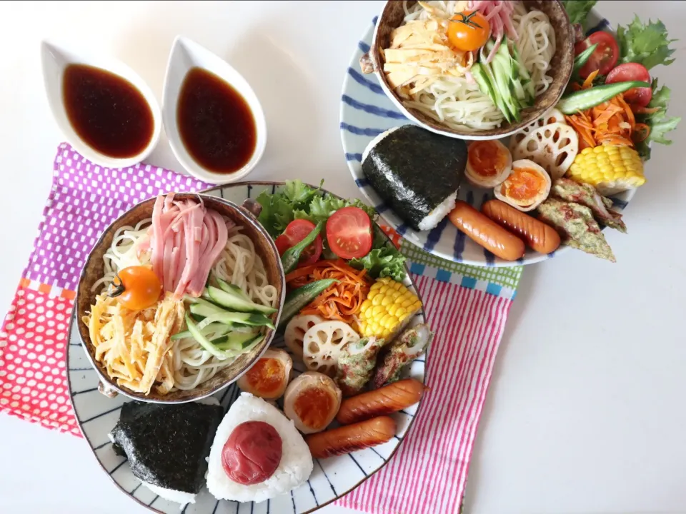 Snapdishの料理写真:夏休み置きランチ🌴
冷やし中華ランチ🍜|なかじー。さん