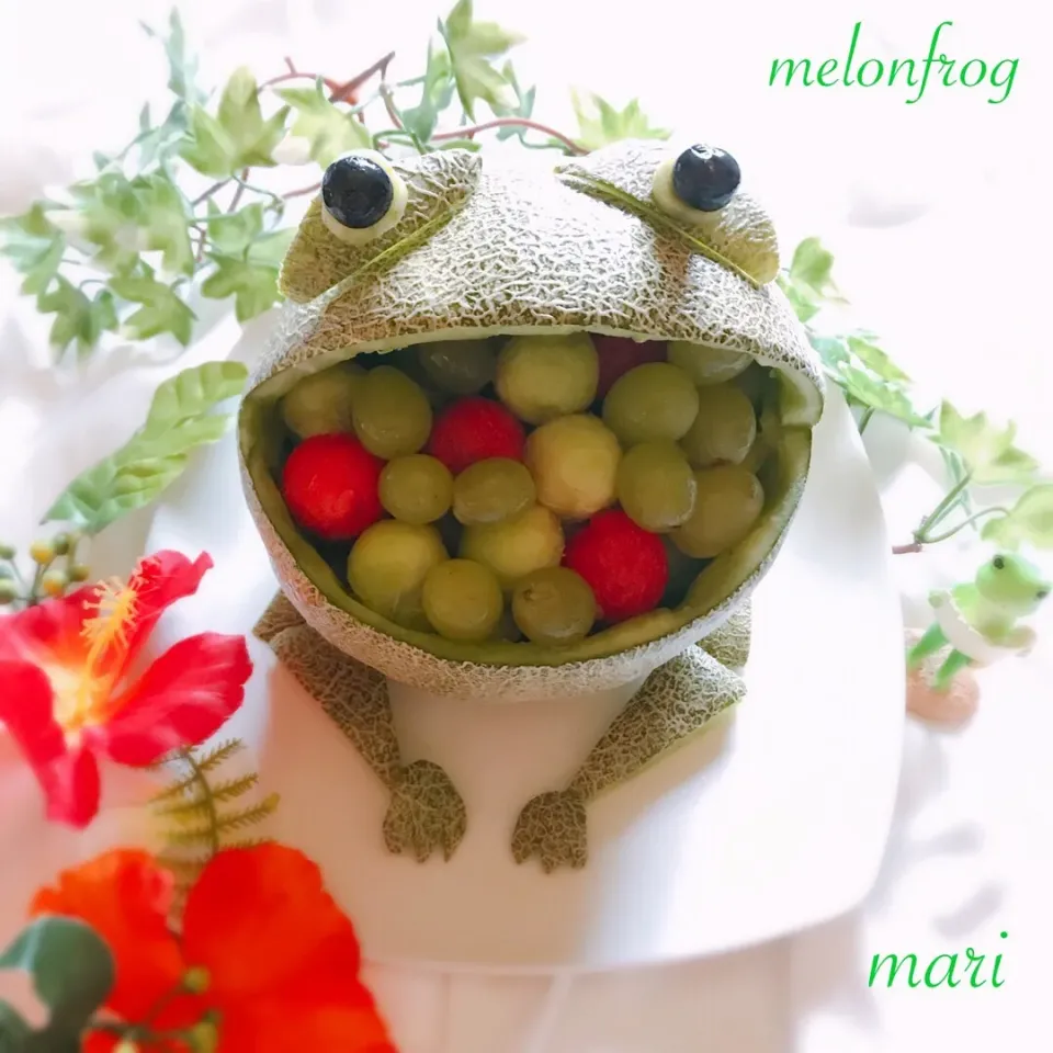 メロンカエル🍈🐸
#手作り  #手作りおやつ #メロンカエル #フルーツ
#お菓子作り #ひんやりスイーツ|まーり（@mariyuiren）さん