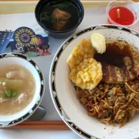 Snapdishの料理写真:8月3日某病院の月一回の行事食。テーマは夏祭り。