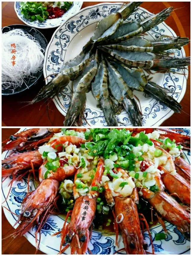 蒜蓉开边虾 - steamed prawn with minced garlic and chopped scallions|steven z.y.さん