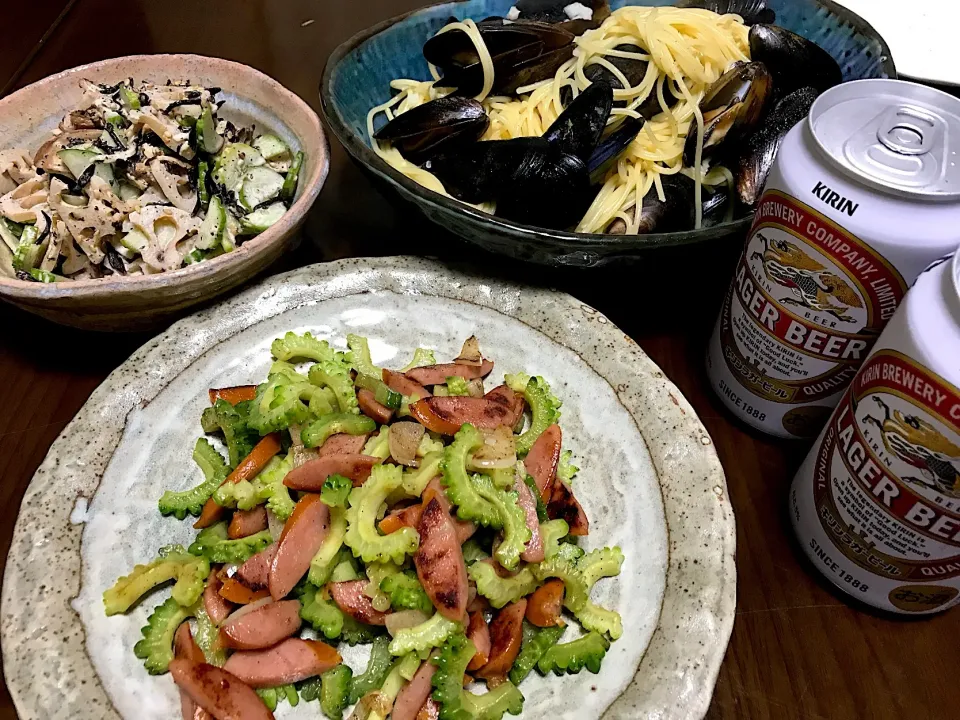 Snapdishの料理写真:2018.8.2 ムール貝のパスタ🍻🍻🍻|ゆみずさん