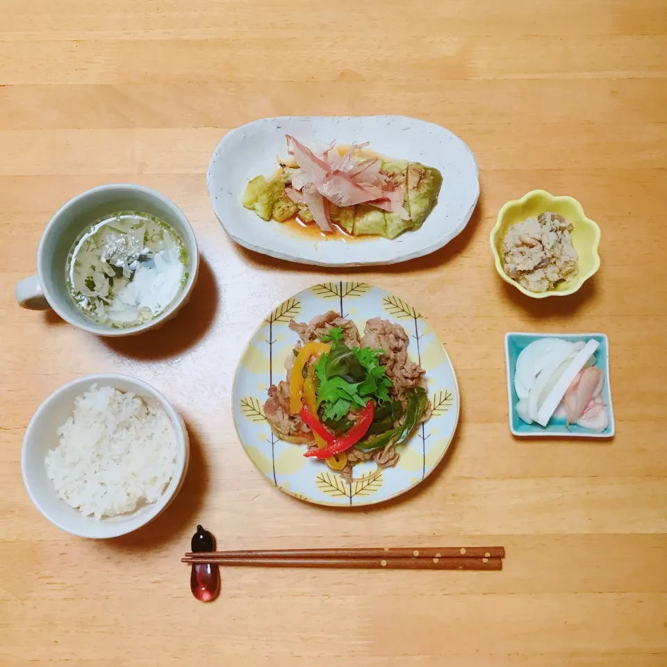 豚肉と夏野菜の甘辛炒め
焼き茄子|ちゃみこさん