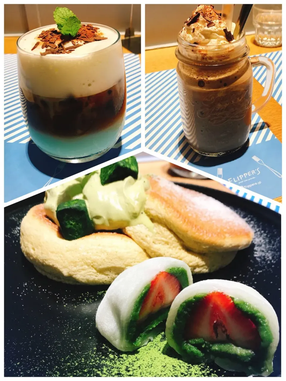 🍃🥞奇跡のパンケーキ「宇治抹茶」🥞🍃
🌿🍫ミントチョコラテとモカフラペチーノ🍫🌿|キノコ🍄さん