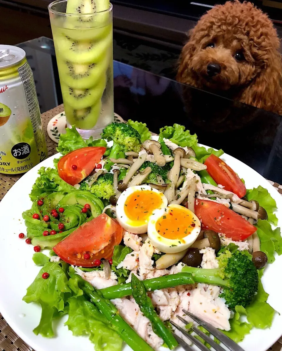 お野菜&サラチキン キノコのホットサラダ🍄  #筋肉飯#サラダチキン|ゆかりさん