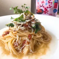 玉露園さんの梅昆布茶を使って本当に美味しい！しらすと梅とろろの冷静パスタ🍝
夏にはピタリ！|hirochi kitchenさん