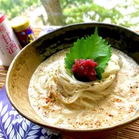 Snapdishの料理写真:昼ごはん  梅甘酒素麺