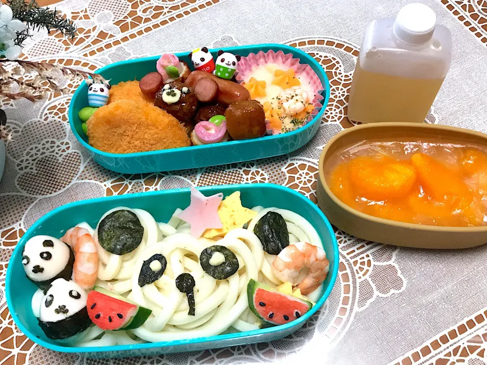 冷やしうどんパンダ弁当🐼

 #デコ弁  #キャラ弁  #部活弁当  #中学生女子弁当  #冷やしうどん弁当|makoさん