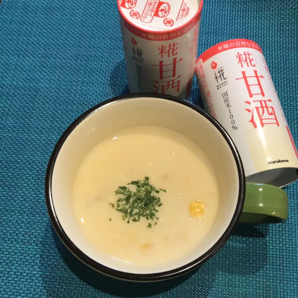 糀 甘酒で コーンポタージュ🌽 甘酒入りはほんのり甘めのお味|mokoさん