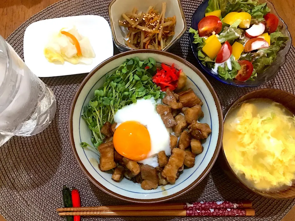 簡単角煮丼定食|ゆうかさんさん