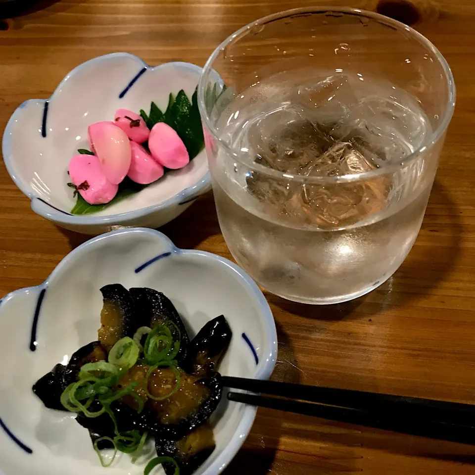 梅ニンニクとナス炒めで今日の煩悩清めます🍶この他には冷奴と刺身でおしまい。糖質カット聖水沐浴で痩せられるかなぁ？|にゃあ（芸名）さん