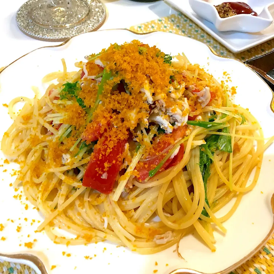 Snapdishの料理写真:#からすみ#パスタ
台湾お土産♡|なぽちさん