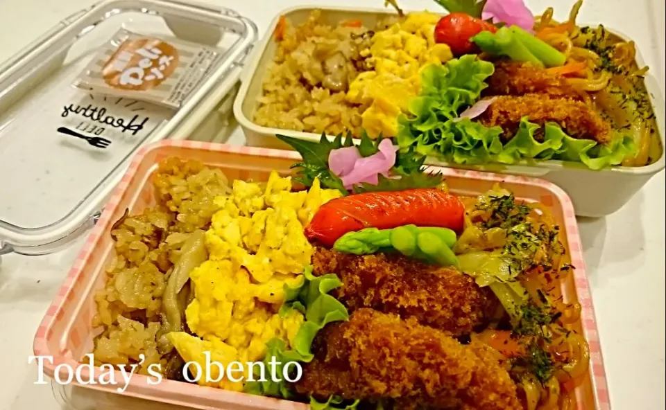 #我が家の働く男弁当
木曜日‥メンチカツ&焼きそば&舞茸炊き込みご飯のっけ盛弁当🍱🍴|kimi=kimi🌼Kitchenさん