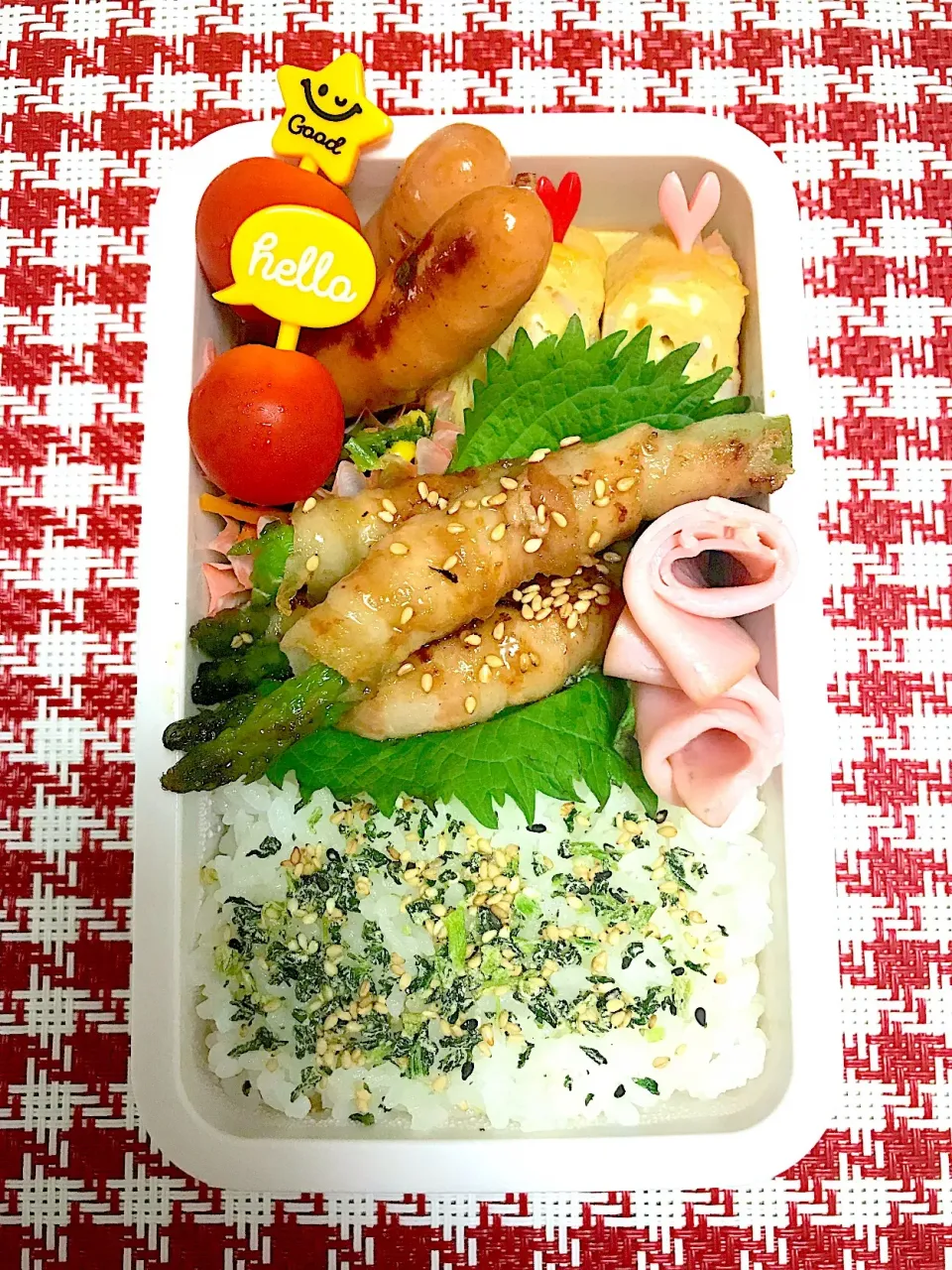 Snapdishの料理写真:アスパラ肉巻きお弁当|✿みゆ✿さん