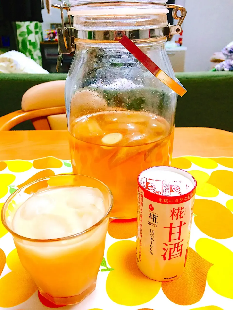 Snapdishの料理写真:甘夏みかんとゴールド🥝の酵素ドリンク 糀甘酒割り🍹|Mika  Maedaさん