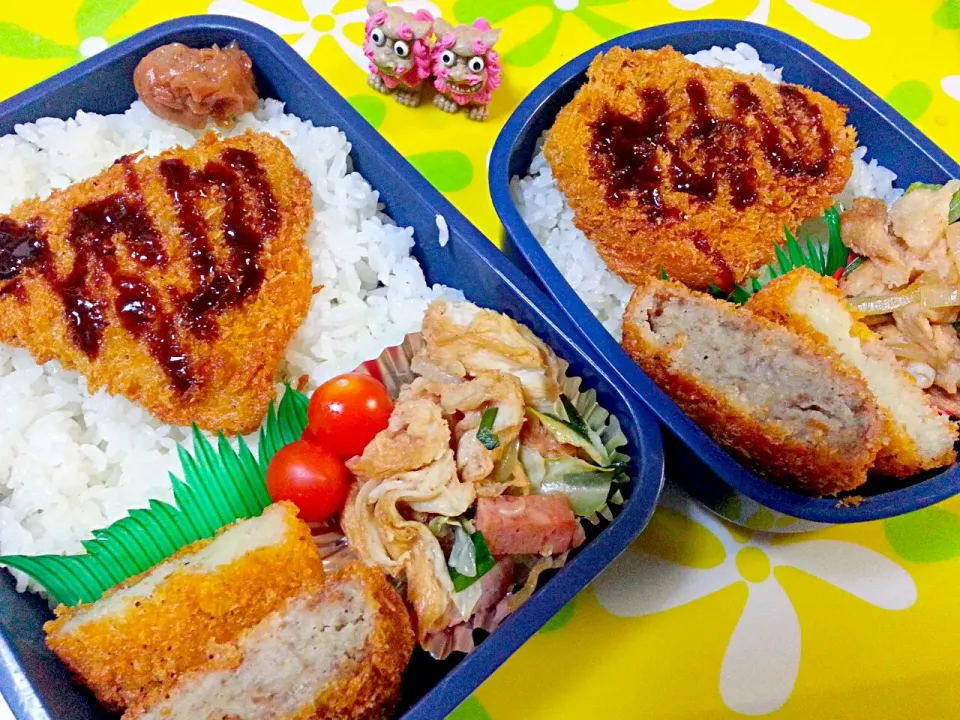 Snapdishの料理写真:夫の弁当、娘の弁当|みどりさん