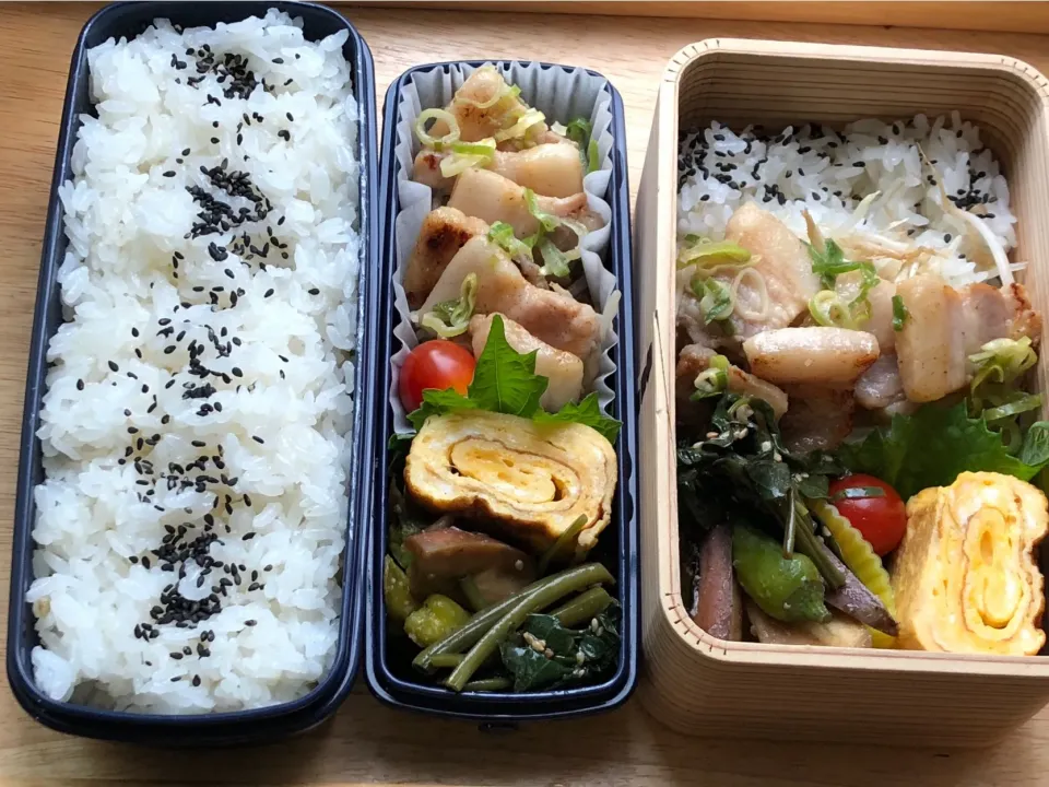 豚バラの檸檬葱塩炒め弁当|弁当 備忘録さん