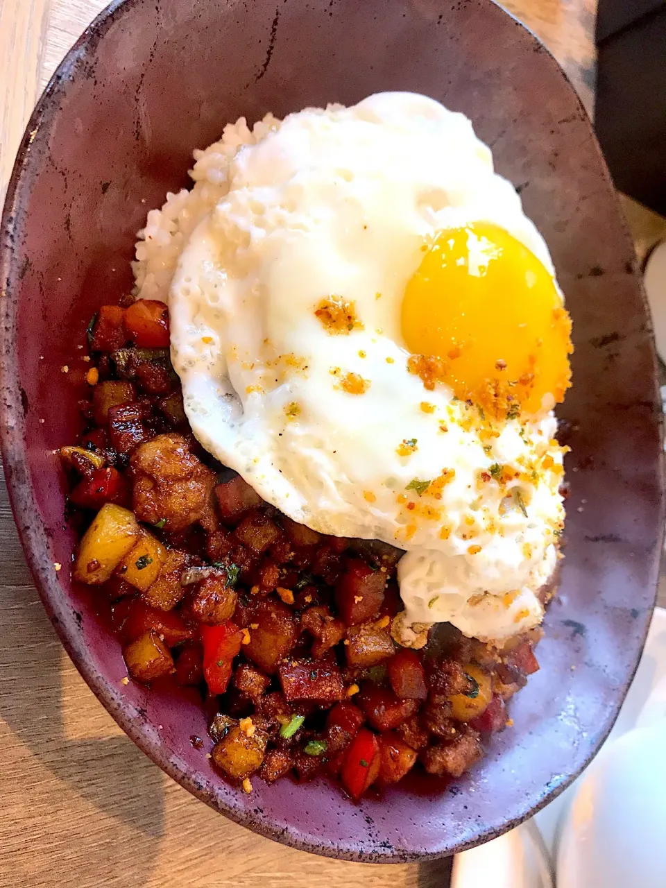 Minced pork meat and chorizo with fried egg & rice|Sky Blueさん