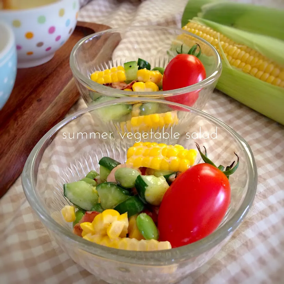 Snapdishの料理写真:夏野菜のサラダ🥗✨
まだまだ続くとうもろこし料理🌽|なだちいさん