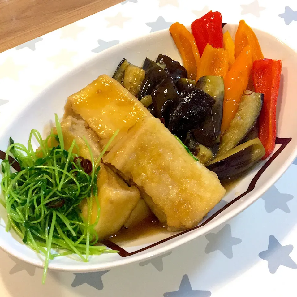 揚げ高野豆腐と夏野菜のぴり辛煮|えりんごさん