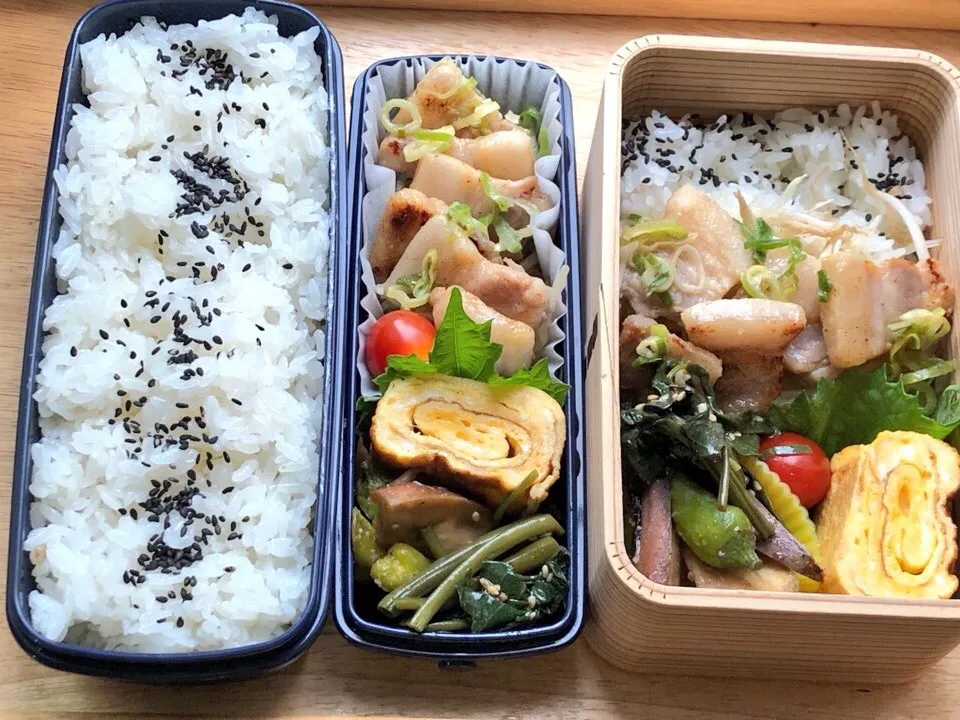 Snapdishの料理写真:豚バラ檸檬葱塩ダレ炒め 弁当|弁当 備忘録さん