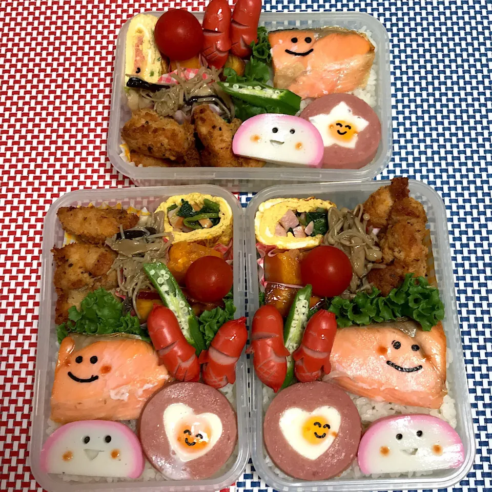 Snapdishの料理写真:2018年8月14日 帰省ムスコ・ムスメ＆オレ弁当♪|クッキングおやぢさん