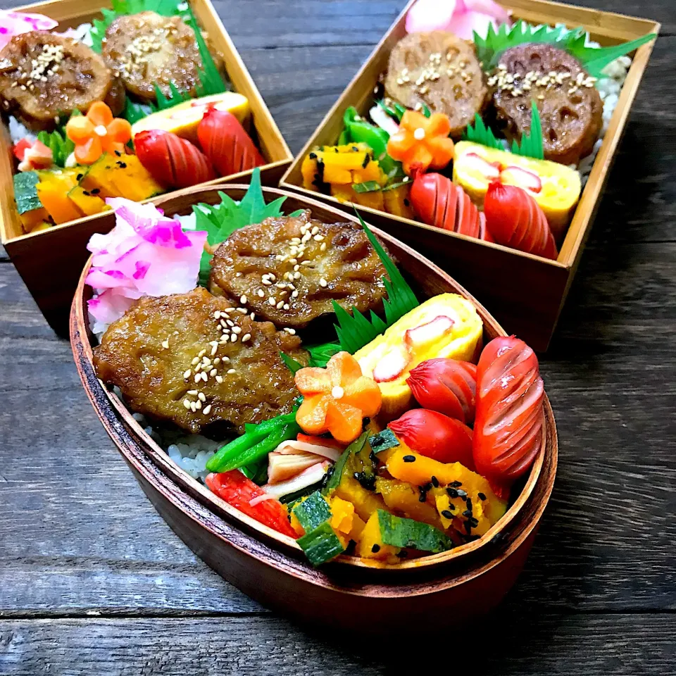 レンコンのはさみ焼き弁当🍱|mihooobuuさん