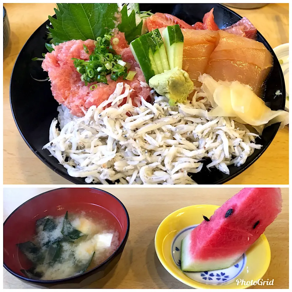 三色丼(まぐろ漬・ネギトロ・しらす)|しのぶさん