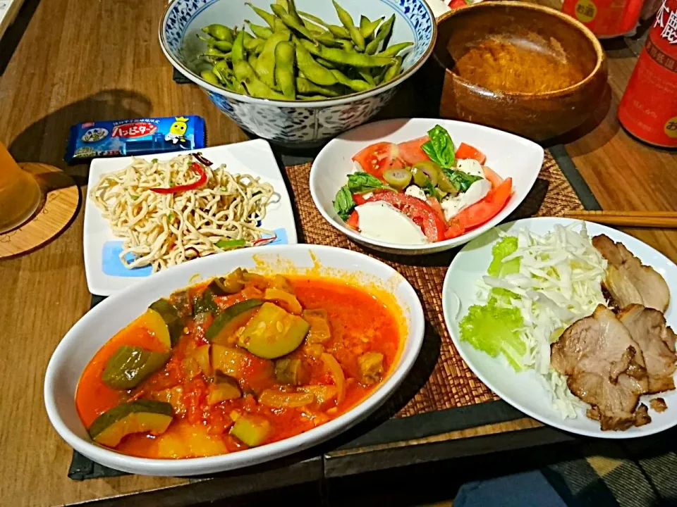 干し豆腐&カプレーゼ&ラタトゥイユ&チャーシュー|まぐろさん